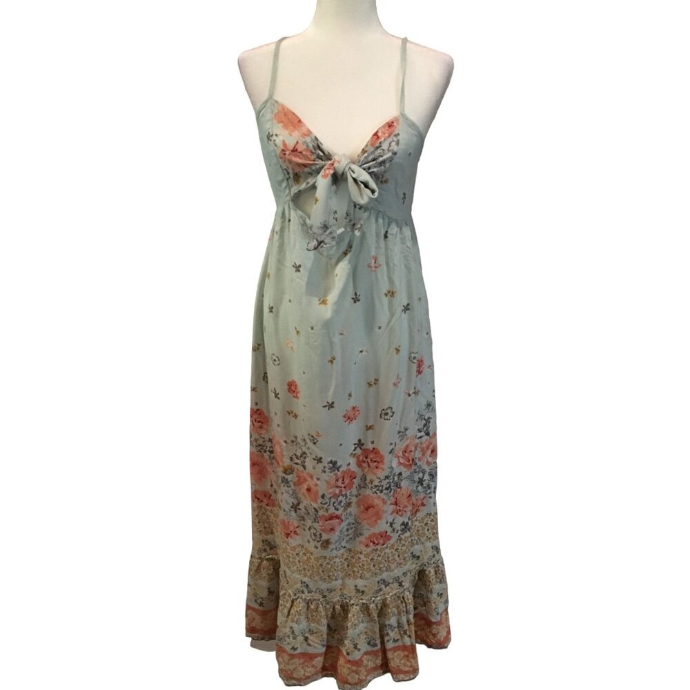 Rue21 Floral Maxi Dress With Bow Front & Ruffle Hem Size Large